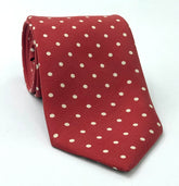 Off-White on Light Red Print Dot Silk Tie MCDT-41